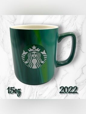 Starbucks 2022 Siren Coffee Mug  Green Marbled 15 Fl Oz Cup